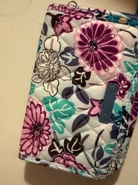 Vera Bradley Floral Quilted Wallet in Purple, Teal, White